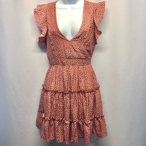 Polka Dot pink and white flare sun dress